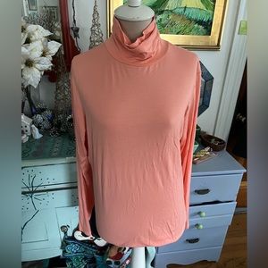 TRENDY Soft Turtleneck 2XL Coral Pink Stretchy Fitted NWOT Winter Cozy